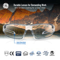 clear, Clear Anti-Fog | front view with mountain landscape background | Frameless Safety Glasses — GE PPE 14 Series, ANSI Z87.1 | GE114CAF
