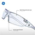 clear, Clear Anti-Scratch | GE PPE 14 Series Frameless Safety Glasses | Frameless Safety Glasses — GE PPE 14 Series, ANSI Z87.1 | GE114C