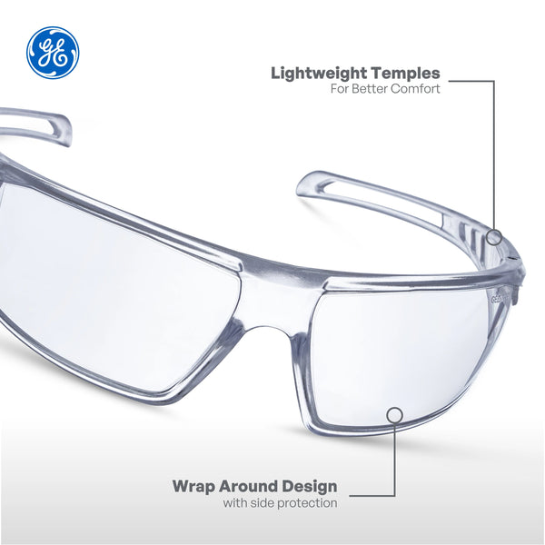 clear, Clear Anti-Fog | GE PPE 14 Series Frameless Safety Glasses | Frameless Safety Glasses — GE PPE 14 Series, ANSI Z87.1 | GE114CAF