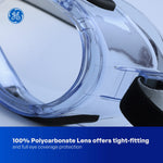 clear, Indirect | angled side view showing lens clarity | Clear-Lens Safety Goggles — GE PPE GE147C, Protective Eyewear | GE147C