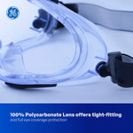 clear, Indirect | close-up of curved lens with strap | Indirect-Vent Safety Goggles — GE PPE GE146C, Clear Lens | GE146C
