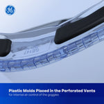 clear, Indirect | close-up of ventilation vent detail | Clear-Lens Safety Goggles — GE PPE GE147C, Protective Eyewear | GE147C