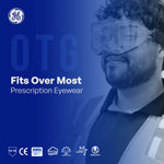 clear, Indirect | model wearing safety goggles side profile | Indirect-Vent Safety Goggles — GE PPE GE146C, Clear Lens | GE146C