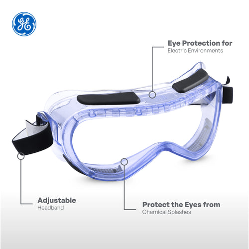 Clear-Lens Safety Goggles — GE PPE GE147C, Protective Eyewear