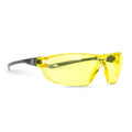 gray, Amber Anti-Fog | side view of frameless safety glasses | Frameless Safety Glasses — GE PPE 03 Series, ANSI Z87.1 | GE203AAF
