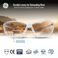 gray, Clear Anti-Fog | Frameless Safety Glasses — GE PPE 03 Series, ANSI Z87.1 | GE203CAF