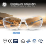 gray, Clear Anti-Fog | Frameless Safety Glasses — GE PPE 03 Series, ANSI Z87.1 | GE203CAF