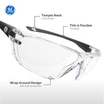 gray, Clear Anti-Fog | Frameless Safety Glasses — GE PPE 03 Series, ANSI Z87.1 | GE203CAF