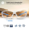 blue, Clear Anti-Fog | Frameless Safety Glasses — GE PPE 03 Series, ANSI Z87.1 | GE103CAF