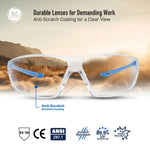 blue, Clear Anti-Fog | Frameless Safety Glasses — GE PPE 03 Series, ANSI Z87.1 | GE103CAF
