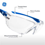 blue, Clear Anti-Fog | Frameless Safety Glasses — GE PPE 03 Series, ANSI Z87.1 | GE103CAF
