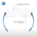 blue, Clear Anti-Fog | GE 03 Series Frameless Safety Glasses | Frameless Safety Glasses — GE PPE 03 Series, ANSI Z87.1 | GE103CAF