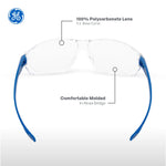 blue, Clear Anti-Fog | GE 03 Series Frameless Safety Glasses | Frameless Safety Glasses — GE PPE 03 Series, ANSI Z87.1 | GE103CAF