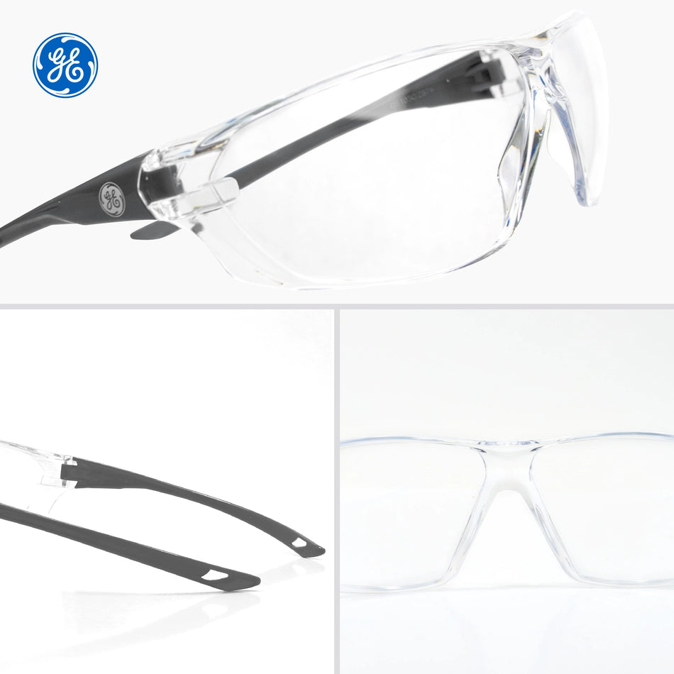 gray, Clear Anti-Fog | GE 03 Series Frameless Safety Glasses | Frameless Safety Glasses — GE PPE 03 Series, ANSI Z87.1 | GE203CAF