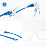 blue, Clear Anti-Fog | GE 03 Series Frameless Safety Glasses | Frameless Safety Glasses — GE PPE 03 Series, ANSI Z87.1 | GE103CAF