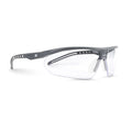 gray, Clear Anti-Scratch | three-quarter view of safety eyewear | Wrap-Around Half-Frame Safety Glasses — GE PPE 08 Series, Anti-Fog, ANSI Z87.1 | GE308C