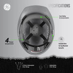 gray | top-down interior view showing suspension system | Vented Cap Style Hard Hat — GE PPE GH326, ANSI Z89.1-2014 Type 1 Class C | GH326G