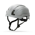 gray, Non-Vented | three-quarter view showing adjustment strap detail | Non-Vented Type 2 Safety Helmet with Koroyd — GE PPE GH501, ANSI Z89.1-2014 Class E & G | GH501G