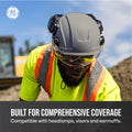 gray, Non-Vented | worker wearing helmet on construction site | Non-Vented Type 2 Safety Helmet with Koroyd — GE PPE GH501, ANSI Z89.1-2014 Class E & G | GH501G