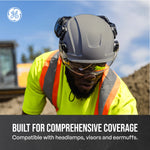 gray, Non-Vented | worker wearing helmet on construction site | Non-Vented Type 2 Safety Helmet with Koroyd — GE PPE GH501, ANSI Z89.1-2014 Class E & G | GH501G