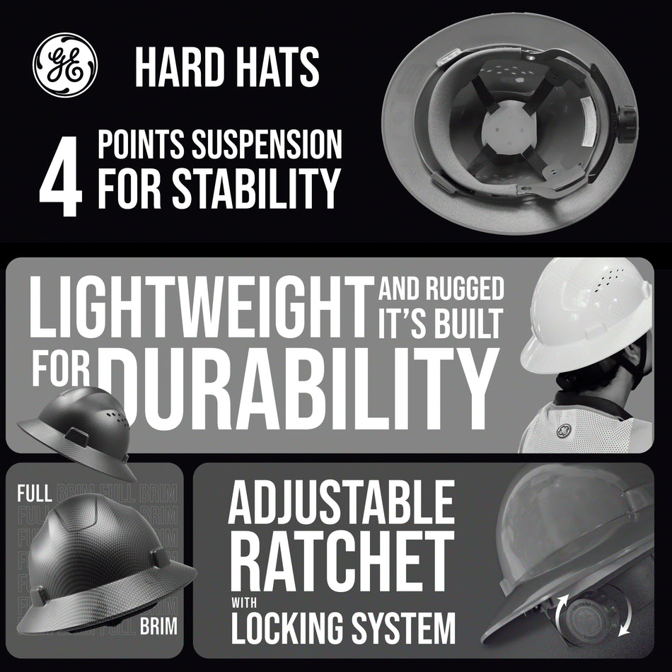 gray | top-down interior suspension system view | Full Brim Hard Hat — GE PPE GH329, ANSI Z89.1-2014 Type 1 Class E Dielectric | GH329G
