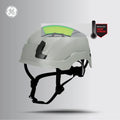 gray, Vented | three-quarter front view with ventilation highlighted | Vented Type 1 Safety Helmet with Koroyd — GE PPE GH400, ANSI Z89.1-2014 Class C | GH400G