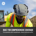 gray, Vented | model wearing helmet on jobsite | Vented Type 1 Safety Helmet with Koroyd — GE PPE GH400, ANSI Z89.1-2014 Class C | GH400G