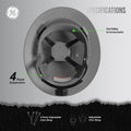 gray | interior top-down view with specifications labeled | Vented Full Brim Hard Hat — GE PPE GH328, ANSI Z89.1-2014 Type 1 Class C | GH328G