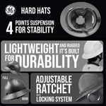 gray | top-down interior suspension system view | Vented Full Brim Hard Hat — GE PPE GH328, ANSI Z89.1-2014 Type 1 Class C | GH328G