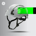 gray, Vented | model wearing helmet on construction site | Vented Type 2 Safety Helmet with Koroyd — GE PPE GH500, ANSI Z89.1 Class C | GH500G
