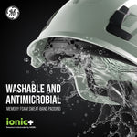 gray, Vented | side angle with water splash effect | Vented Type 1 Safety Helmet with Koroyd — GE PPE GH400, ANSI Z89.1-2014 Class C | GH400G