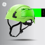 green, Non-Vented | three-quarter view showing interior mesh structure | Non-Vented Type 2 Safety Helmet with Koroyd — GE PPE GH501, ANSI Z89.1-2014 Class E & G | GH501GN