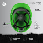 green | top-down interior view showing suspension system | Cap Style Hard Hat — GE PPE GH327, ANSI Z89.1-2014 Type 1 Class E Dielectric | GH327N