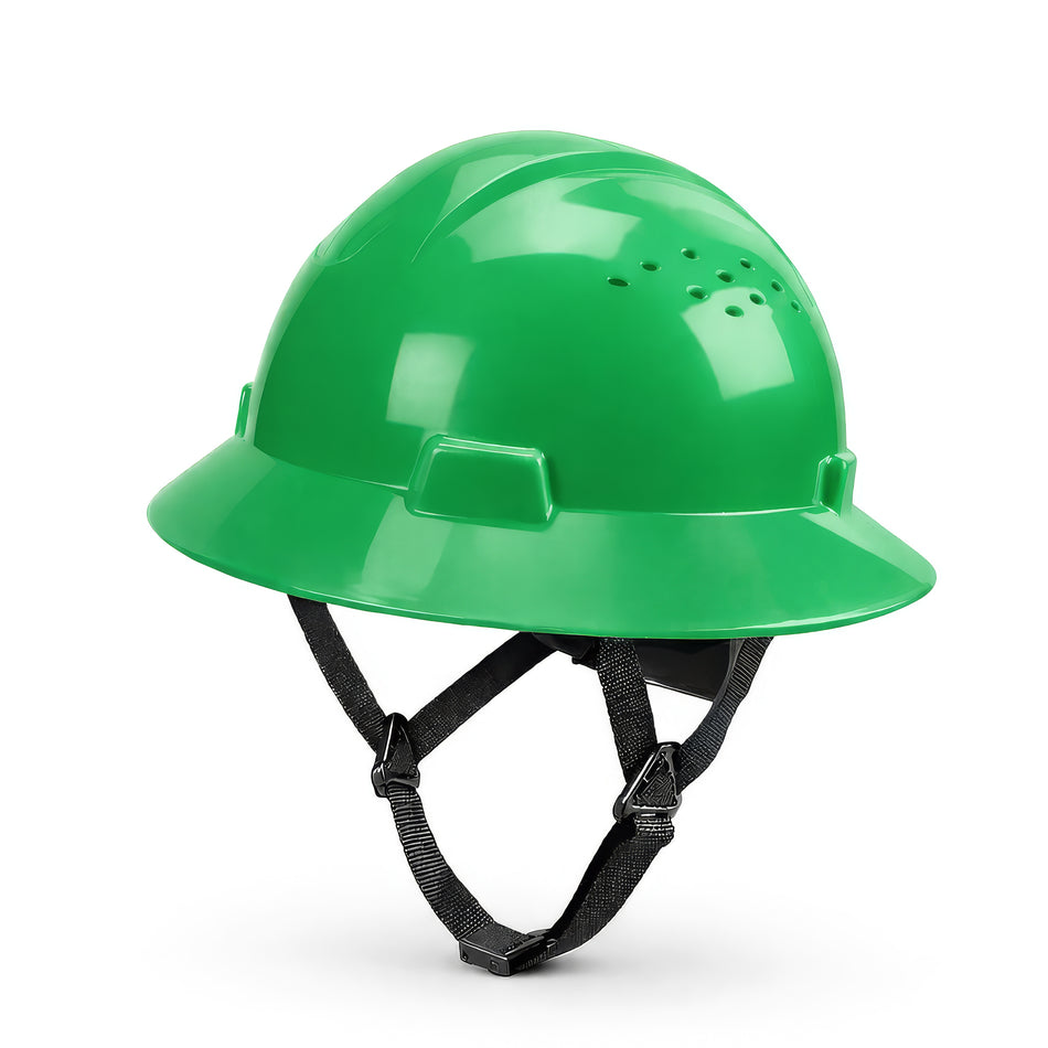 green | Full Brim Vented Hard Hat with 4-Point Ratchet Suspension – Type 1 Class C | GH328N