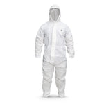 l | full body front view with hood | SMS Disposable Hooded Coverall Type 5/6 — GE PPE GW901, EN 13982-1, Elastic Wrists & Ankles | GW901L
