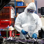 GE microporous protective coverall with hood used in painting and general industry applications, SKU GW904.