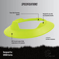hi-vis green | top-down view with labeled specifications | Full Brim Accessory — GE PPE GH626 | GH626HV