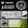 hi-vis lime | interior suspension system and brim detail | Full Brim Hard Hat — GE PPE GH329, ANSI Z89.1-2014 Type 1 Class E Dielectric | GH329HN