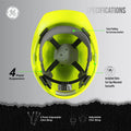 hi-vis lime | interior view showing suspension system details | Cap Style Hard Hat — GE PPE GH327, ANSI Z89.1-2014 Type 1 Class E Dielectric | GH327HN