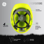 hi-vis lime | interior view showing suspension system details | Cap Style Hard Hat — GE PPE GH327, ANSI Z89.1-2014 Type 1 Class E Dielectric | GH327HN