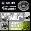 hi-vis lime | interior suspension system top-down view | Vented Full Brim Hard Hat — GE PPE GH328, ANSI Z89.1-2014 Type 1 Class C | GH328HN