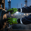 m | hands gripping industrial structure at dusk | Hi-Vis TPR Impact Resistant Cut A4 Work Gloves — GE PPE GG422, Impact Resistant | GG4222XLC