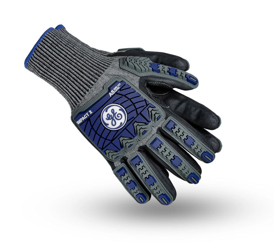 m, 1 Pack | ANSI Cut Level 5 | TPR Impact Foam Nitrile Work Gloves — GE PPE GG244, Impact Resistant | GG244MC