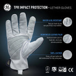 2xl, 1 Pack | palm view with product feature callouts | A7 Cut & Impact Resistant Driver Gloves — GE PPE GG421, Leather | GG4212XLC
