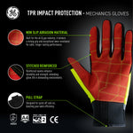 m | full frontal glove with feature callouts | Hi-Vis TPR Impact Resistant Cut A4 Work Gloves — GE PPE GG422, Impact Resistant | GG4222XLC