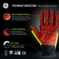m | full frontal glove with feature callouts | Hi-Vis TPR Impact Resistant Cut A4 Work Gloves — GE PPE GG422, Impact Resistant | GG422LC