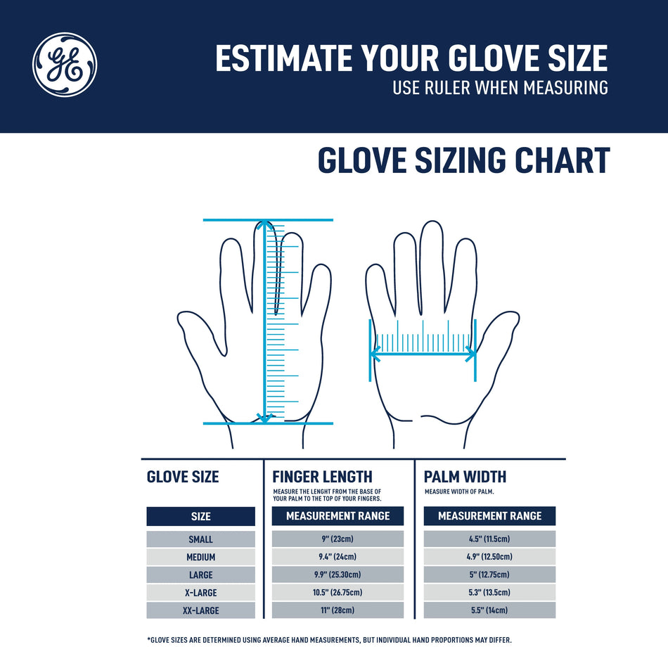 m | glove sizing chart with measurement guide | Hi-Vis TPR Impact Resistant Cut A4 Work Gloves — GE PPE GG422, Impact Resistant | GG4222XLC