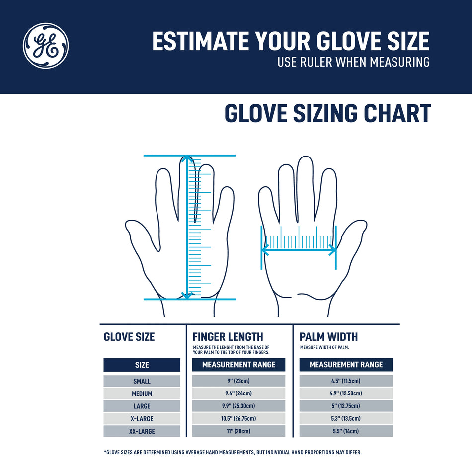 m | glove sizing chart with measurement guide | Hi-Vis TPR Impact Resistant Cut A4 Work Gloves — GE PPE GG422, Impact Resistant | GG422MC