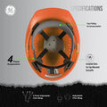 orange | GH326O vented cap style hard hat with chin strap | Vented Cap Style Hard Hat — GE PPE GH326, ANSI Z89.1-2014 Type 1 Class C | GH326O