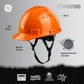 orange | GH326O vented cap style hard hat with chin strap | Vented Cap Style Hard Hat — GE PPE GH326, ANSI Z89.1-2014 Type 1 Class C | GH326O
